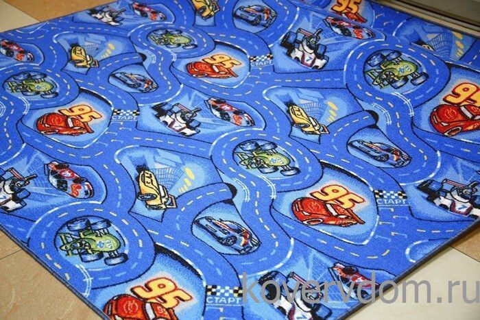 Детский ковер-палас Формула-1 синий
